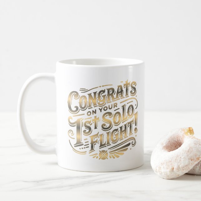 Caneca De Café Parabéns pelo seu voo Solo de 1rua (Com Donut)