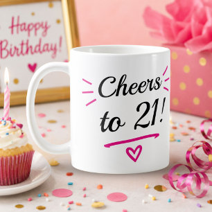 Caneca De Café Parabéns pelos 21 Aniversário Engraçado Rosa