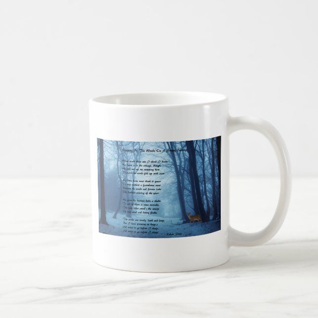 Caneca De Café Parada pelas madeiras perto: Robert Frost (Direita)