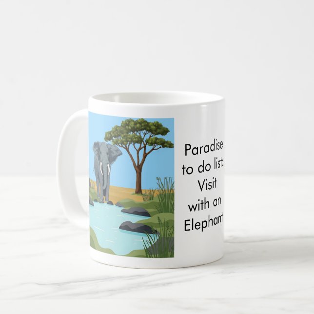 Caneca De Café Paradise to do list: Elephant (Frente Esquerda)