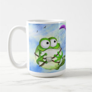 Caneca De Café Paraglider - Sapo de desenho animado feliz e bonit