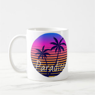 Caneca De Café Paraíso do pôr do sol retrô
