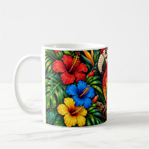 Caneca de Café Paraíso Tropical Arara Arco-Íris