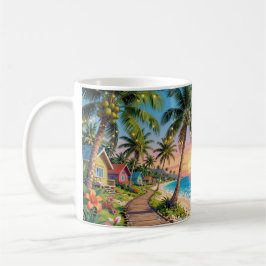 Caneca De Café Paraíso Tropical Casa de Praia à Beira-Mar Oceano 