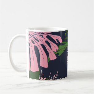 Caneca De Café Paraíso Tropical: Folhas Exóticas e Flores