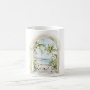 Caneca De Café Paraíso Vista Oceano Palmeiras Tropicais