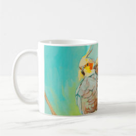 Caneca De Café Parakeets na luz do amor - Wraparound azul