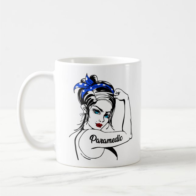 Caneca De Café Paramedico de Emergência EMS Rosie The Riveter (Esquerda)