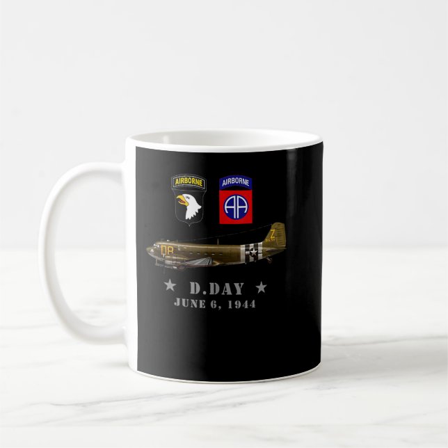 Caneca De Café Paraquedistas EUA D-Day WII Normandy 82º 101º Ai (Esquerda)