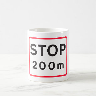 Caneca De Café Parar 200m Sinal rodoviário Segurança de Alerta de