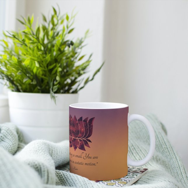 Caneca De Café Parar De Agir Pequeno Rumi Citação Celestial Lotus (Criador carregado)