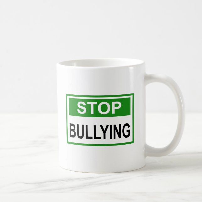 Caneca De Café Parar Sinal de Bullying Verde (Direita)