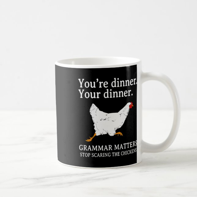 Caneca De Café Pare de Assustar as Galinhas Gramática Inglesa Eng (Direita)