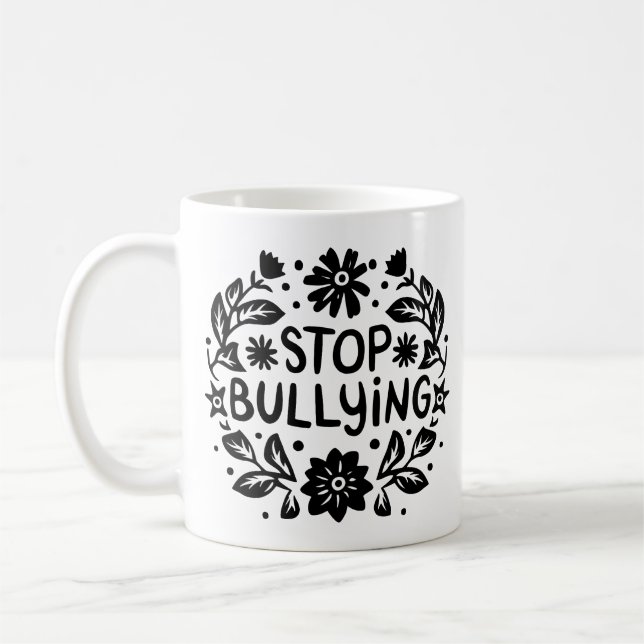 Caneca De Café Pare de intimidar contra o bullying (Esquerda)