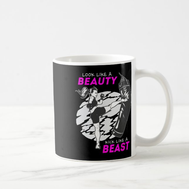 Caneca De Café Pareça Uma Bela Soco Como Uma Fera - Kickboxing (Direita)