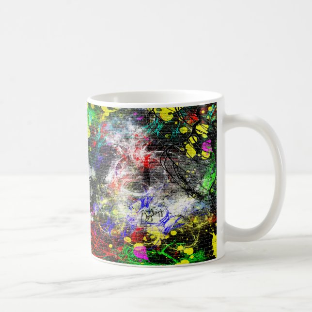 Caneca De Café Parede do tijolo do grafite (Direita)