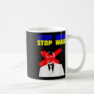 Caneca De Café Parem com a Guerra Anti-Putin face à bandeira ucra