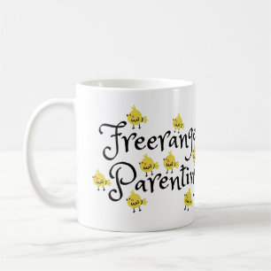 Caneca De Café Parentalidade laranja com pintinhos amarelos em to