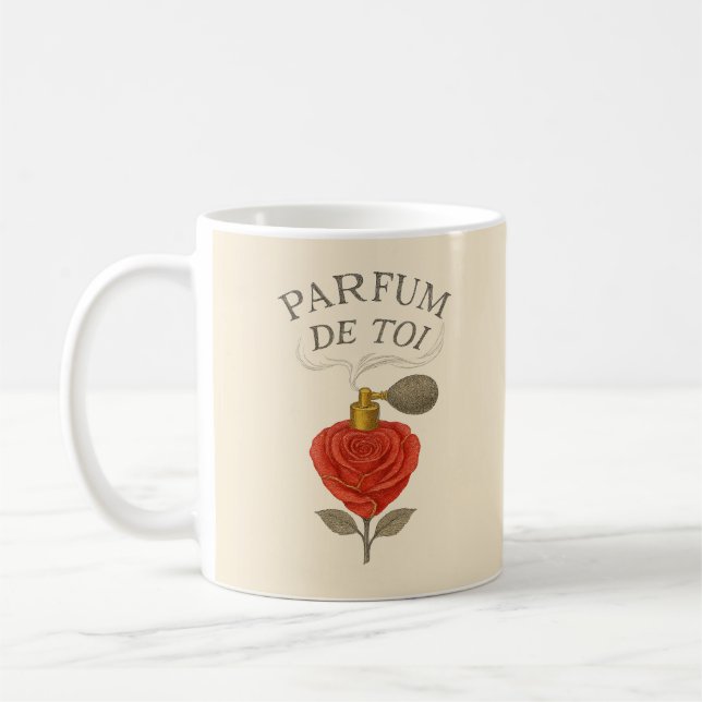 Caneca De Café PARFUM DE TOI (Arte de Perfume de Rosa) (Esquerda)