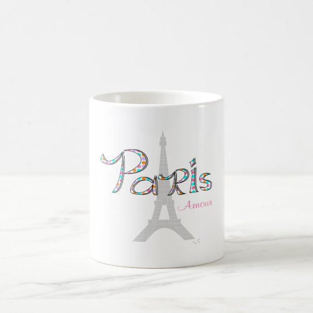 Caneca De Café PARIS Amour com Torre Eiffel (Centro)