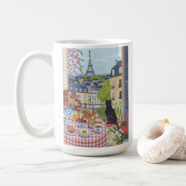 Caneca De Café Paris Café Illustration Eiffel Tower Coffee (Com Donut)
