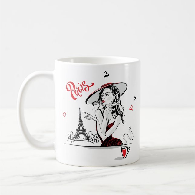 Caneca De Café Paris & Café, vermelho (Esquerda)