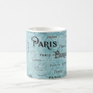 Caneca De Café Paris   Damasco Azul