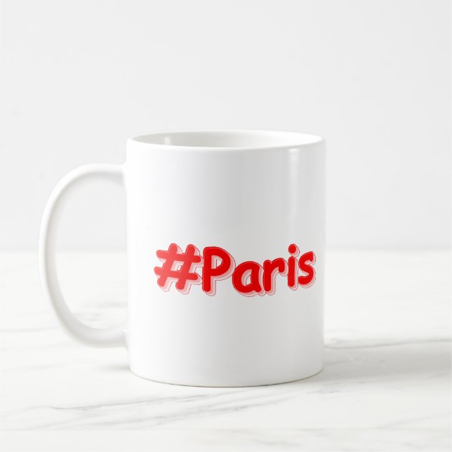 Caneca De Café "#Paris" Design. Comprar Agora (Esquerda)