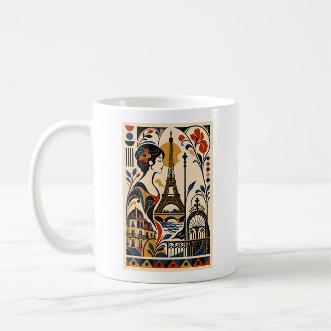 Caneca De Café Paris Elegance – Geometric Art Mug (Esquerda)