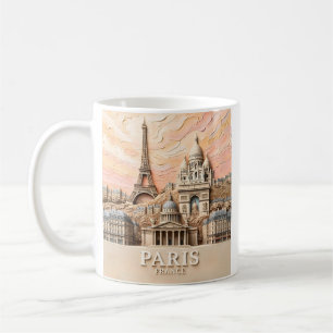 Caneca De Café Paris França Europa Moderno Pastel Texturizado Via