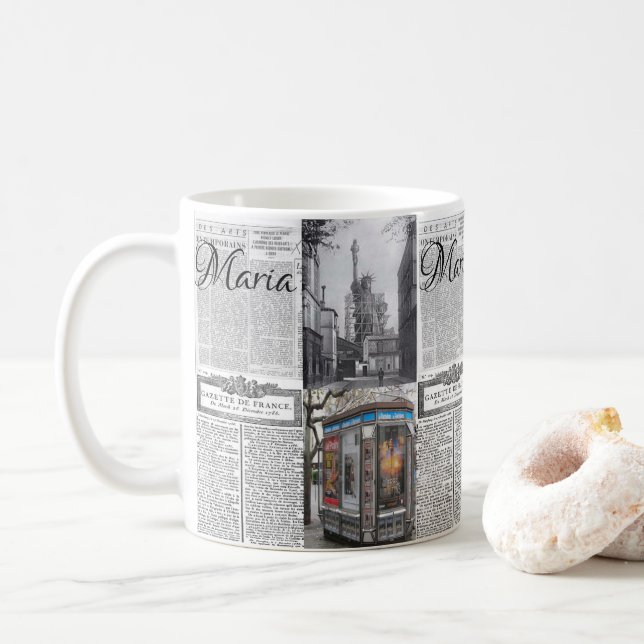 Caneca De Café Paris França Newspaper Mug (Com Donut)