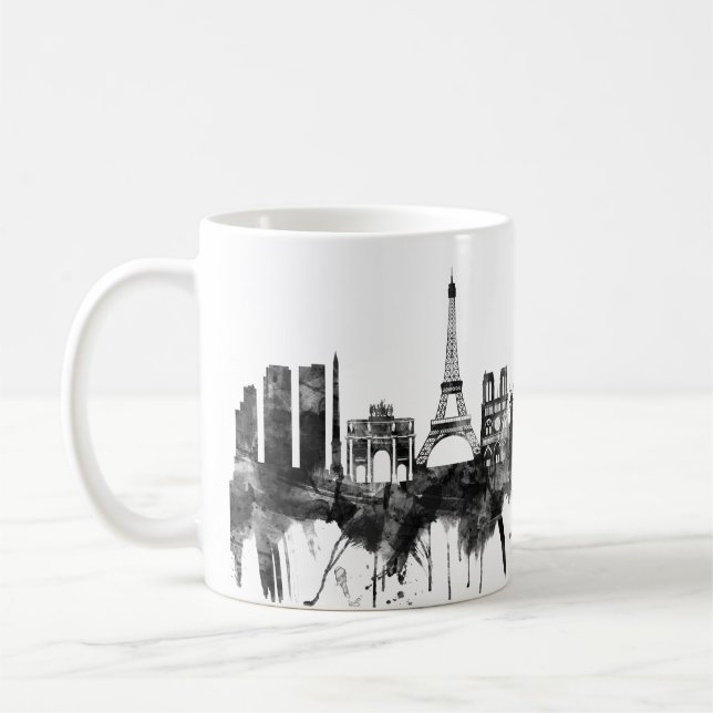 Caneca De Café Paris França Skyline BW (Esquerda)