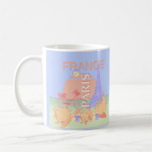 Caneca De Café Paris, França, Viagem, Arte, Pré-Disquete, Pastel,