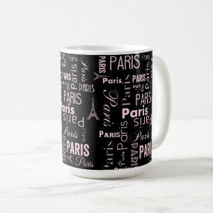 Caneca De Café Paris rosa e preto