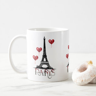 Caneca De Café Paris, Torre Eiffel e Balões Vermelhos