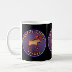 Caneca De Café Park City Moose Medallion Mug - Personalize as Cor