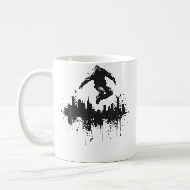 Caneca De Café Parkour Na Cidade Esporte Parkour Urbano (Esquerda)