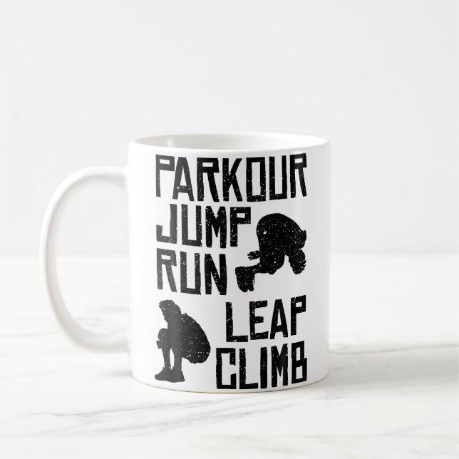 Caneca De Café Parkour Shirt - Jump Run Leap Climb (Esquerda)