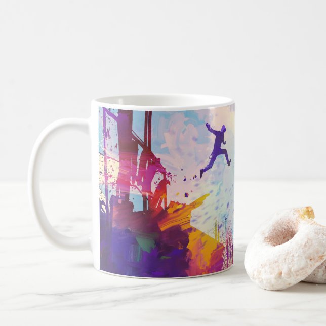 Caneca De Café Parkour Urban Free Runling Freestyling Arte Modern (Com Donut)