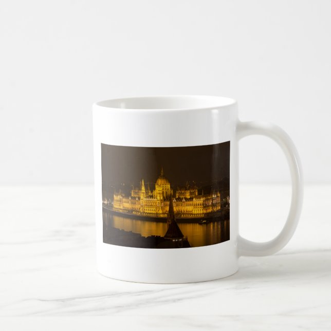Caneca De Café Parlamento húngaro Budapeste por noite (Direita)