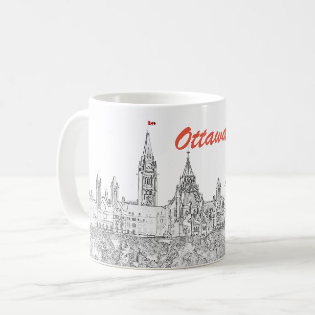 Caneca De Café Parliament Hill em Ottawa - Ontário, Canadá (Frente Esquerda)
