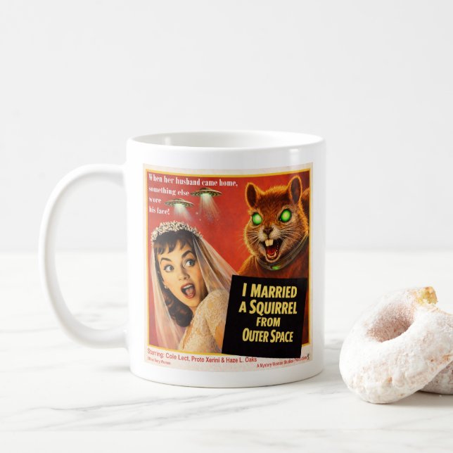 Caneca De Café Paródia de Esquilo do Espaço Exterior (Com Donut)
