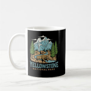 Caneca De Café Parque Nacional Americano Wolf Bison Bear Vinta