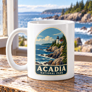 Caneca De Café Parque Nacional de Acadia Farol Vintage