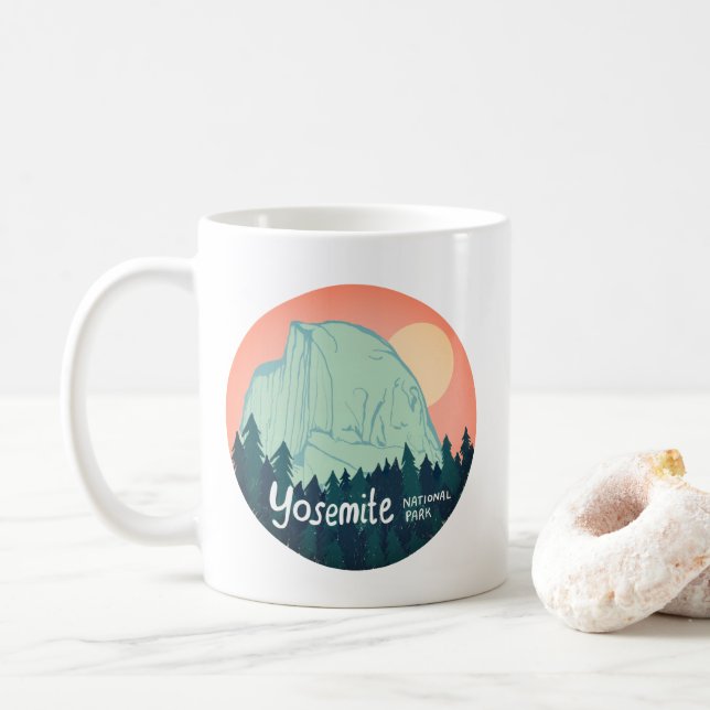 Caneca De Café Parque Nacional de Yosemite Meio Dome Sunset Teal (Com Donut)