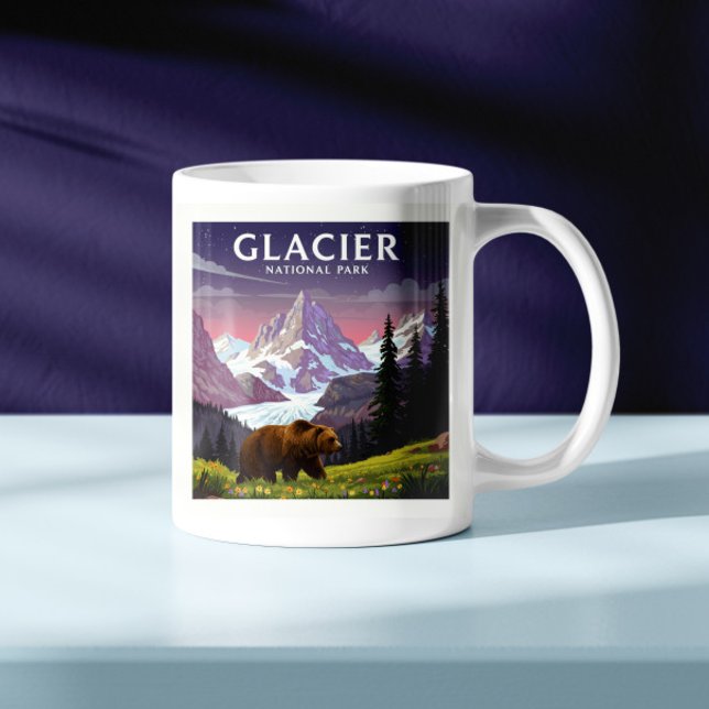 Caneca De Café Parque Nacional do Glacier Vintage (Criador carregado)