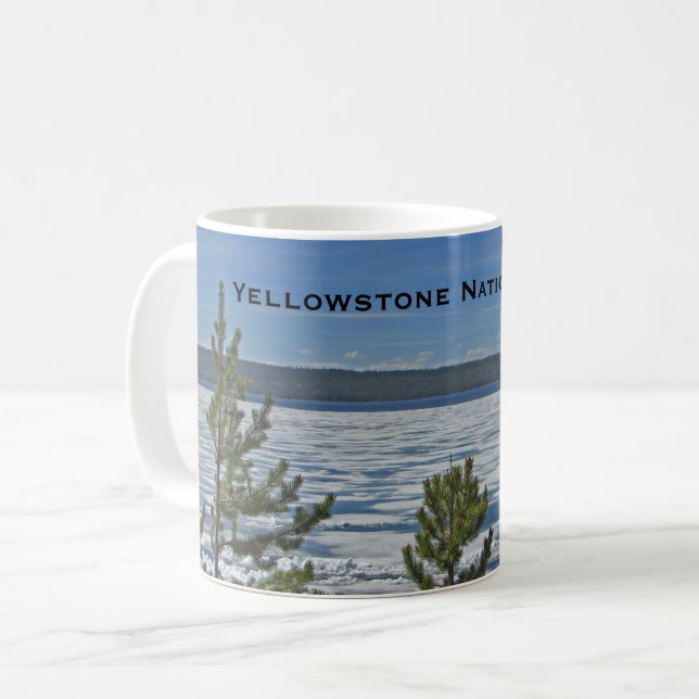 Caneca De Café Parque Nacional Icy Water Frozen Lago Yellowstone (Frente Esquerda)