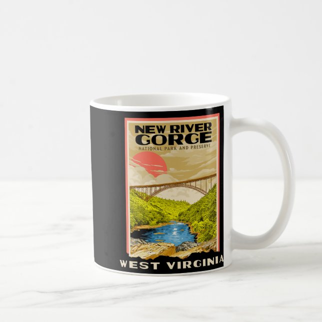 Caneca De Café Parque Nacional New River Gorge West Virginia Desc (Direita)
