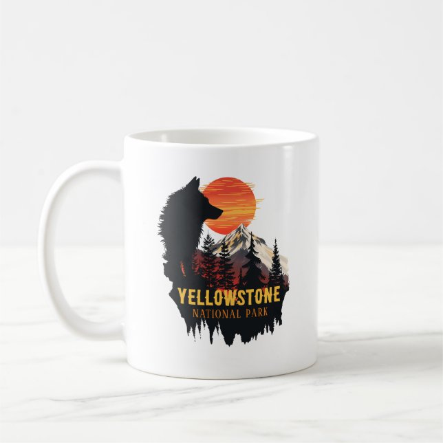 Caneca De Café Parque Nacional Yellowstone, Wolf Orange Sunset Ar (Esquerda)