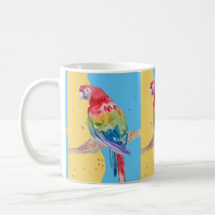 Caneca De Café Parrot Pássaros Meninos Aniversário Pastel Blue Mu